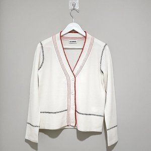 Jil Sander Contrast Stitching Cashmere Cardigan